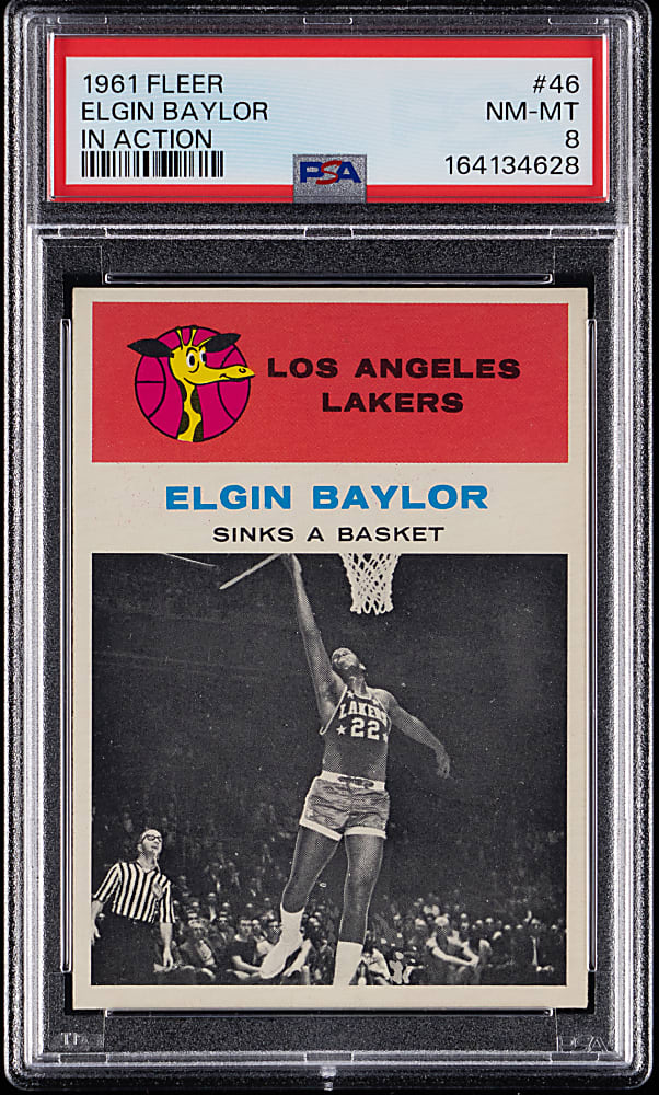 1961-1962 Fleer Basketball #46 Elgin Baylor In Action PSA NM-MT 8
