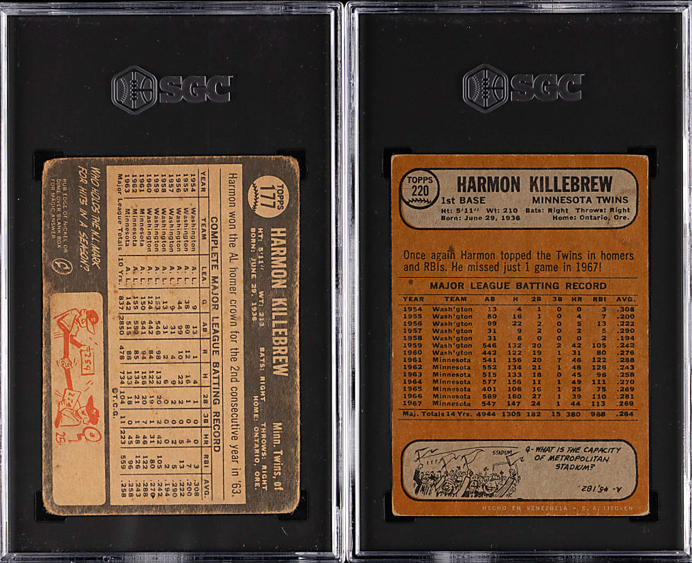 1964 & 1968 Topps Venezuelan Harmon Killebrew SGC Graded Pair