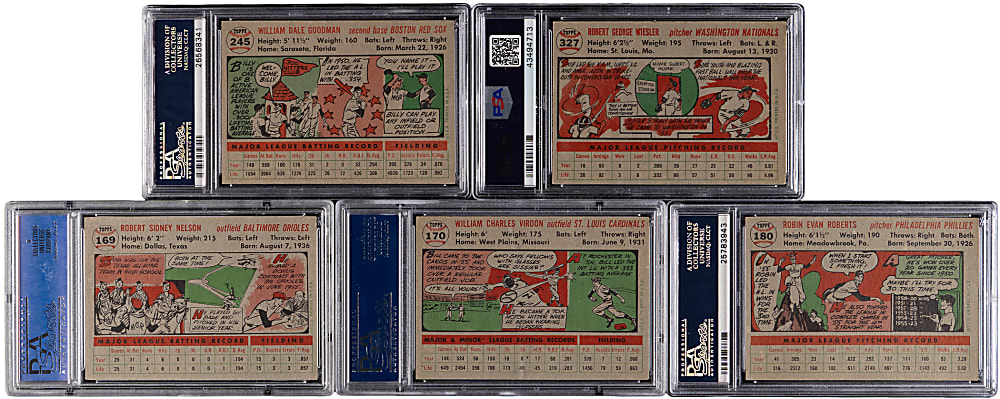 1956 Topps PSA Graded NM 7 to NM-MT 8 Group (5) with Robin Roberts