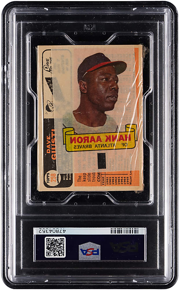 1966 Topps 3rd Series Unopened Cello Pack PSA EX 5 with Hank Aaron Rub-Offs Back!