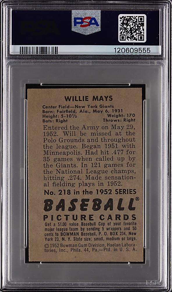 1952 Bowman #218 Willie Mays PSA VG-EX+ 4.5