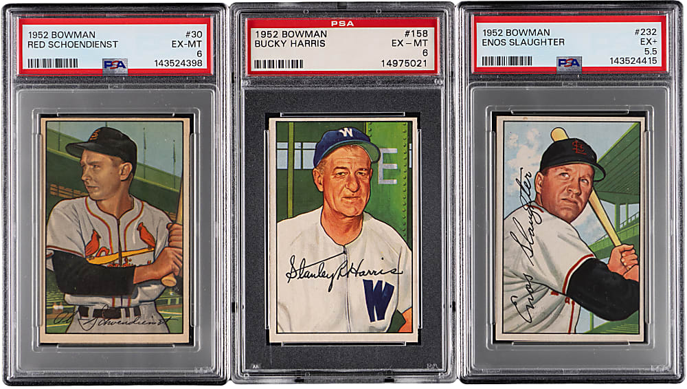 1952 Bowman Hall of Fame PSA EX+ 5.5 to EX-MT 6 Graded Trio