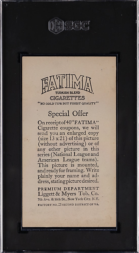 1913 T200 Fatima Team Card Boston Americans with Harry Hooper & Tris Speaker SGC VG/EX 4