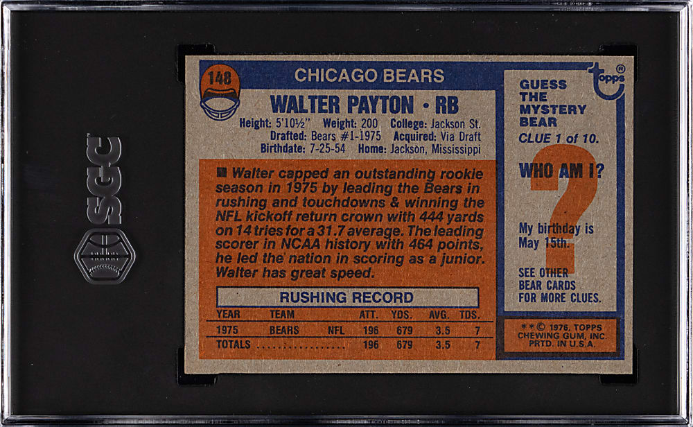 1976 Topps Football #148 Walter Payton Rookie SGC NM+ 7.5