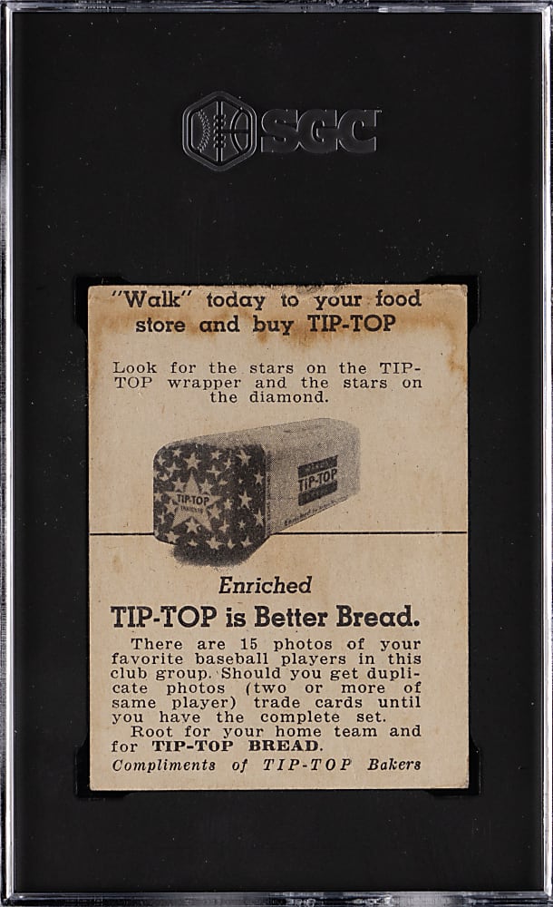 1947 Tip Top Bread Yogi Berra Rookie SGC POOR 1
