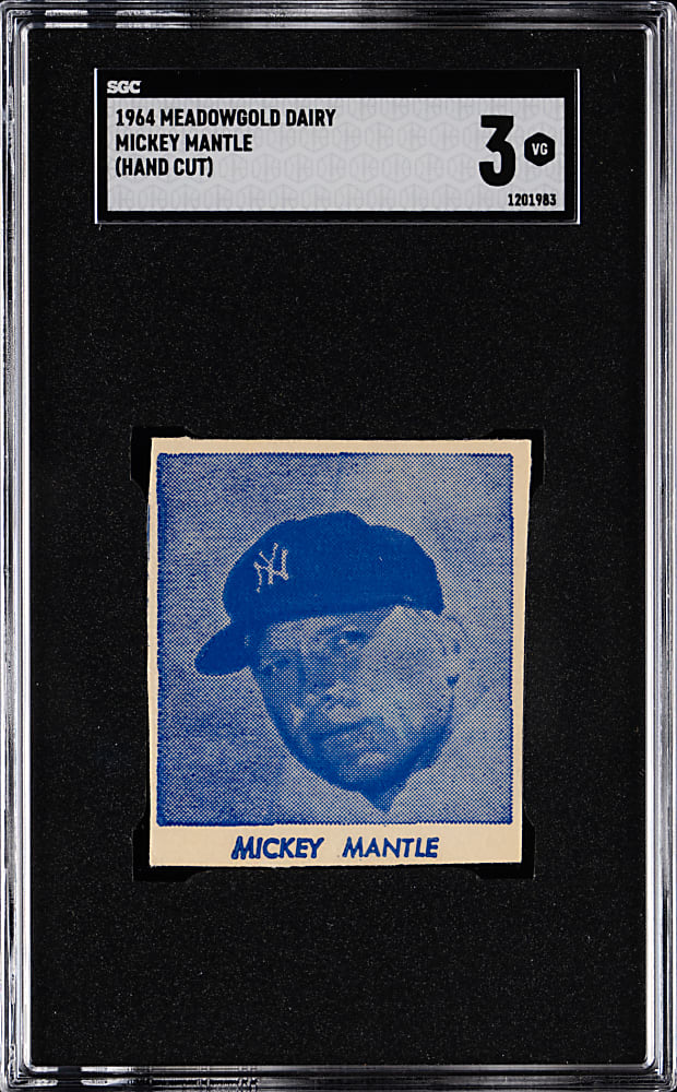 1964 Meadowgold Dairy Mickey Mantle Hand Cut SGC VG 3