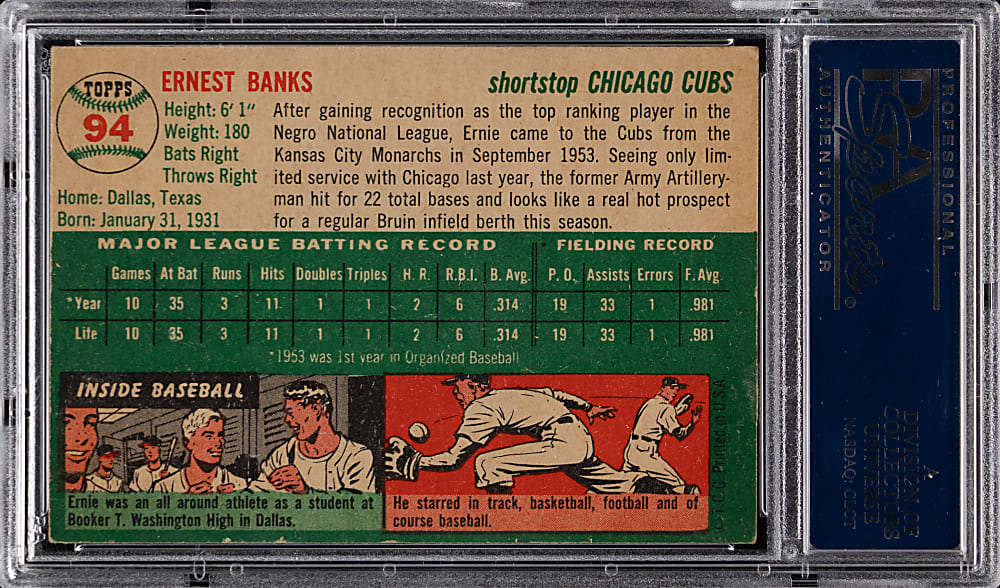 1954 Topps #94 Ernie Banks Rookie PSA EX 5