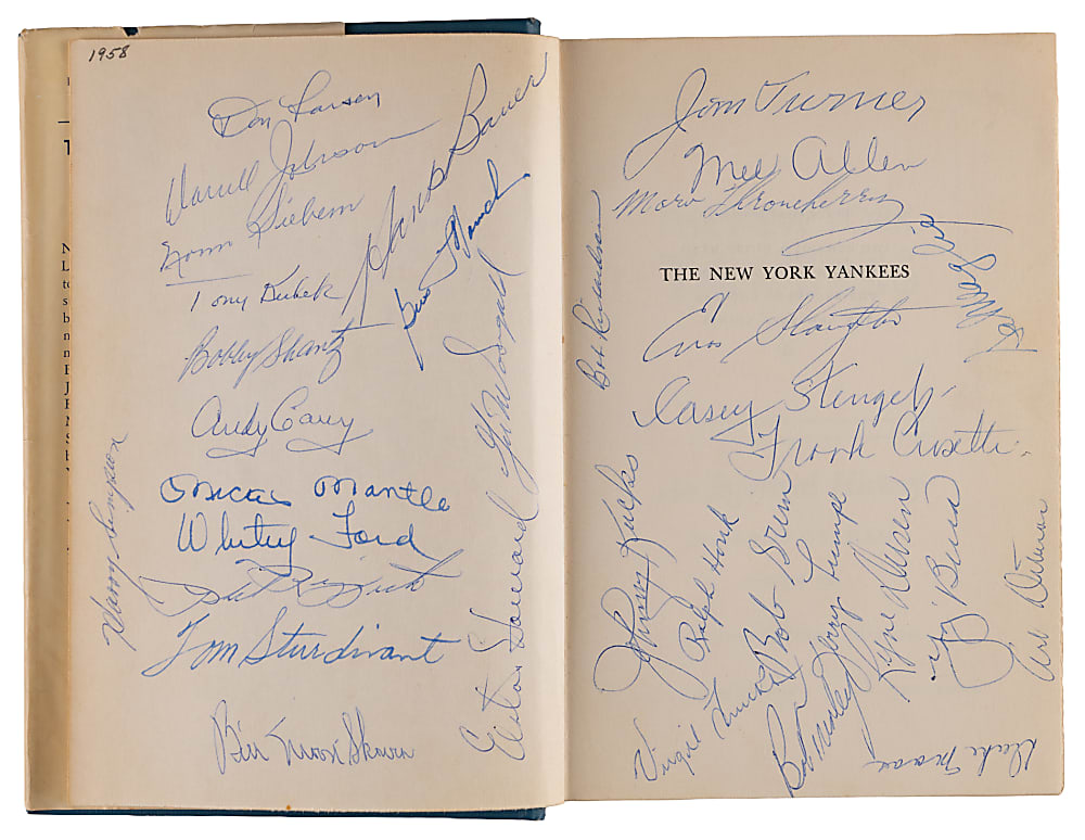 1958 World Champion New York Yankees Team-Signed Book with (34) Signatures Including Mantle, Maas, Stengel & Howard - JSA LOA