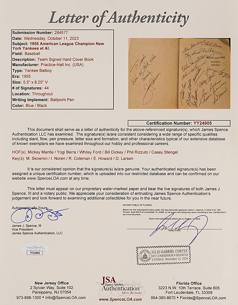 1955 American League Champion New York Yankees Team-Signed Book with (44) Signatures Including Mantle, Stengel & Dickey - JSA LOA
