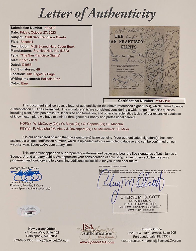 1960 San Francisco Giants Team-Signed Book with (40) Period Signatures Including (2) Willie Mays - Full JSA LOA