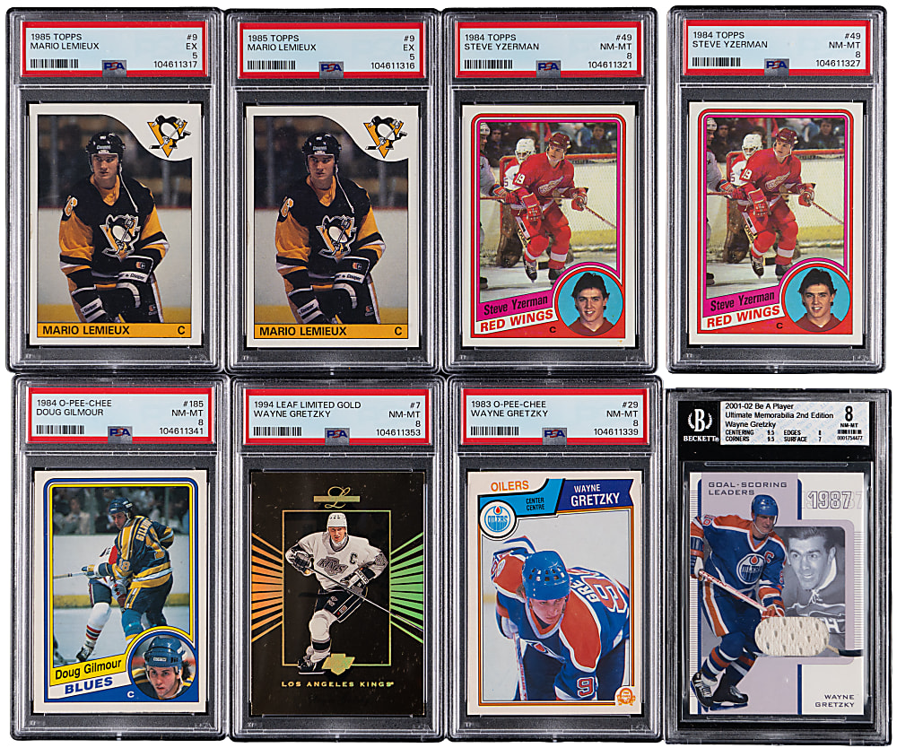 1981-2002 Hockey Hall of Fame & Star Graded Collection (14) with (7) Wayne Gretzky & (2) Mario Lemieux Rookies