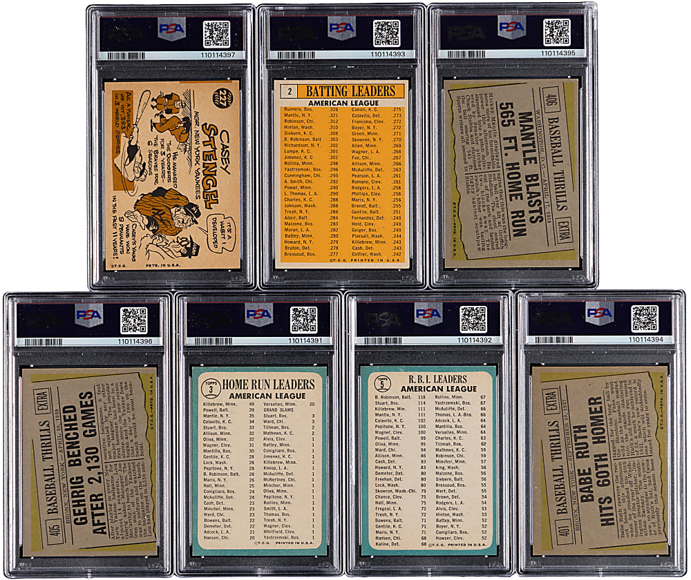 1960-1965 Topps New York Yankees Hall of Fame PSA Graded Group (7) with Mickey Mantle