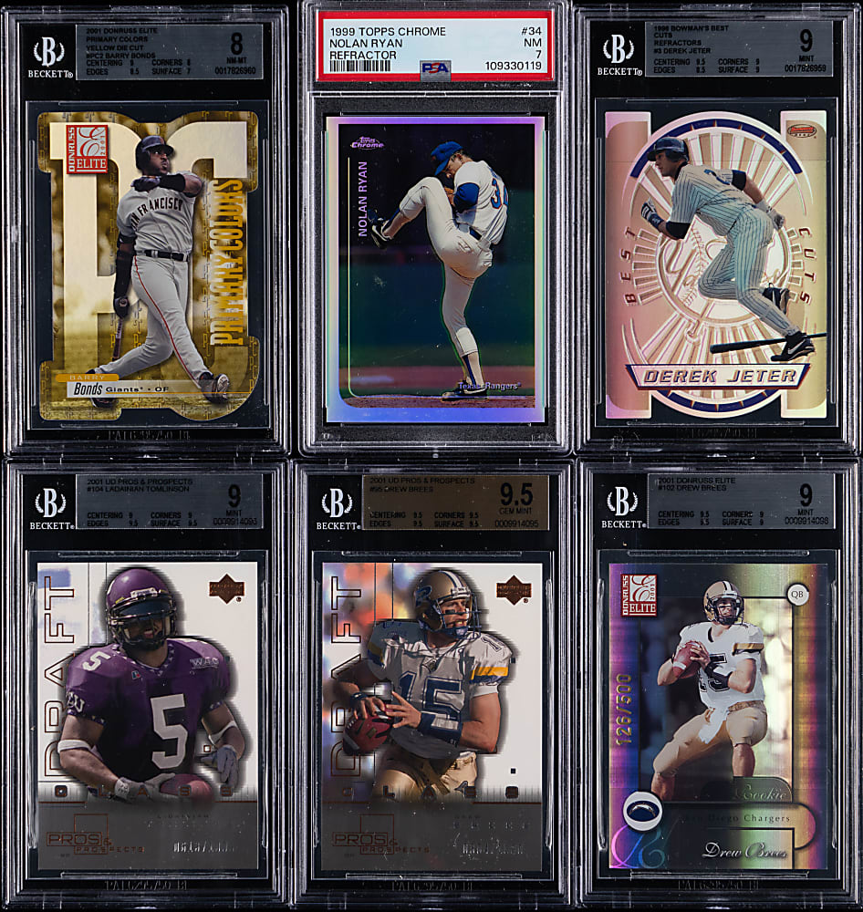 1978-2001 Baseball & Football Hall of Fame & Star Graded Collection (11) with Bonds, Jeter & Ryan