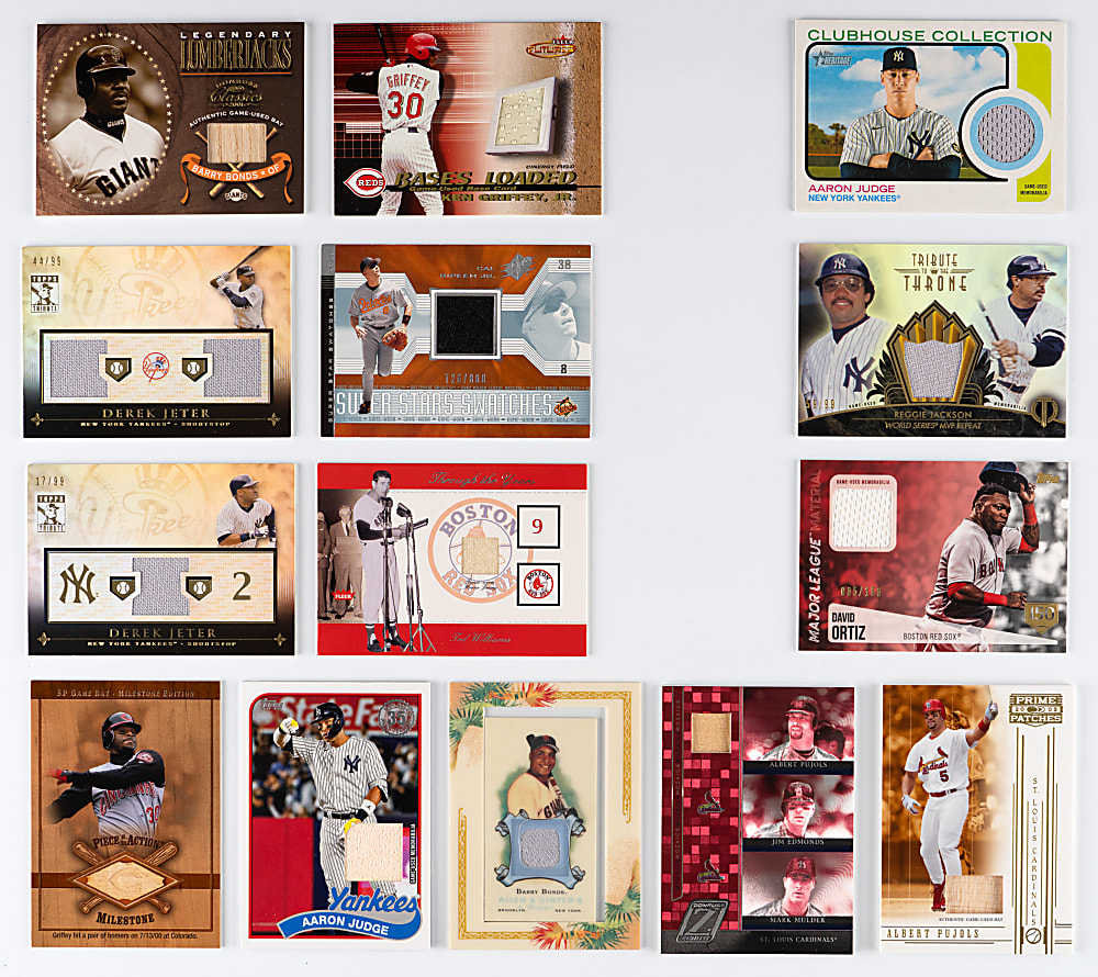 Modern Baseball Relic/Jersey Collection (350+) with Griffey Jr., Jeter, Judge & Ted Williams
