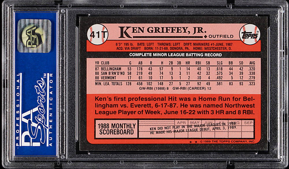 1989 Topps Traded Tiffany #41T Ken Griffey Jr. Rookie PSA MINT 9