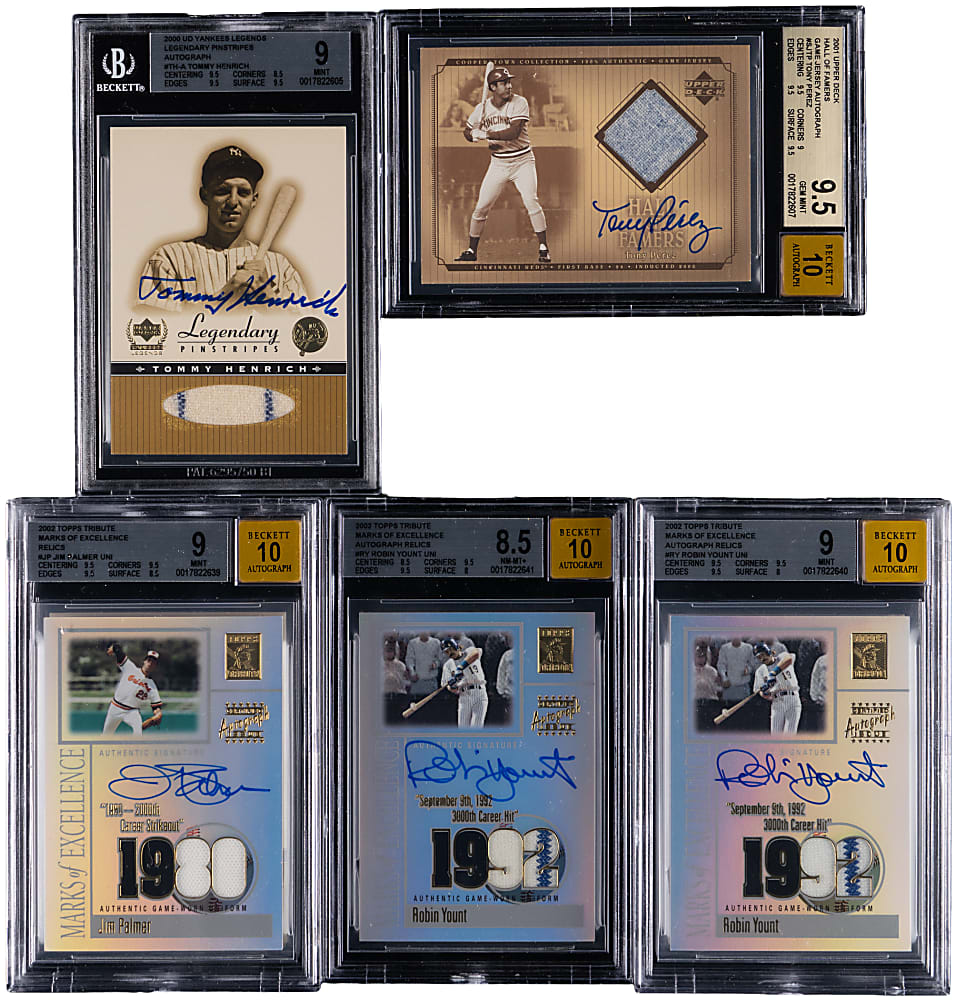 2000-2002 Hall of Fame & Star Autograph Relic BGS Graded Collection (13) with Banks, Bench & Mattingly