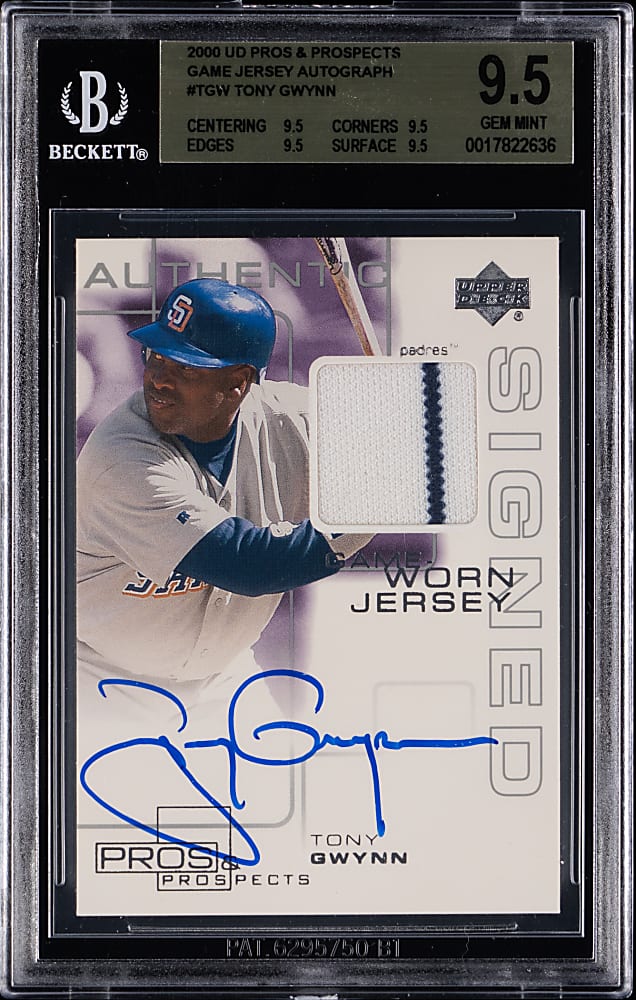 2000 Upper Deck Pros & Prospects Tony Gwynn Game Jersey Autograph BGS GEM MINT 9.5