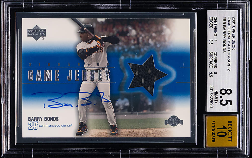 2001 Upper Deck Signed Game Jersey Barry Bonds BGS NM-MT+ 8.5/Auto 10