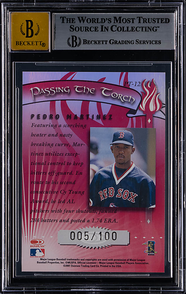 2001 Donruss Elite Passing The Torch Autos #PT12 Pedro Martinez BGS NM-MT+ 8.5/Auto 10