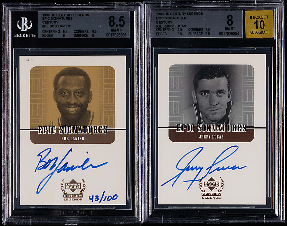 1999 Upper Deck Century Legends Basketball Epic Signatures BGS Graded Pair with Bob Lanier & Jerry Lucas