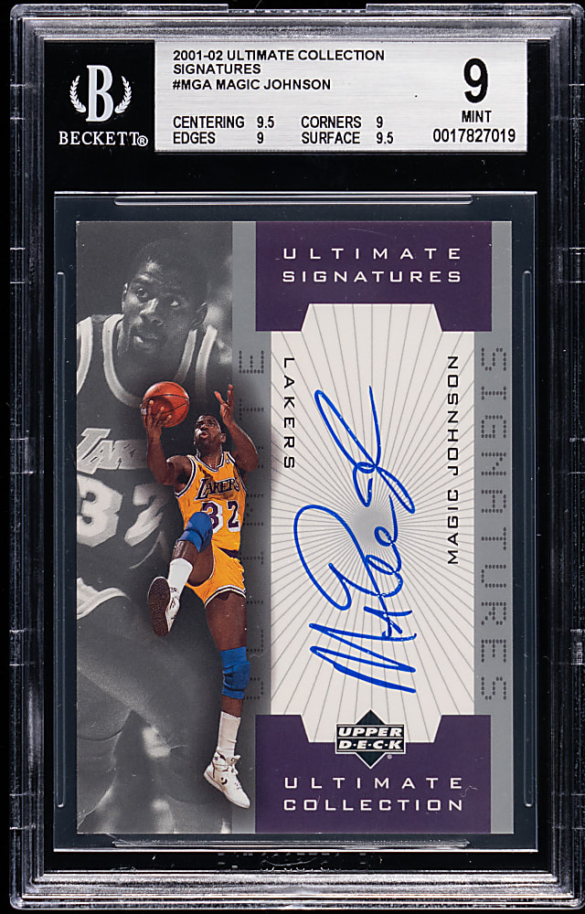 2001-2002 Upper Deck Ultimate Collection Basketball Signatures Magic Johnson BGS MINT 9