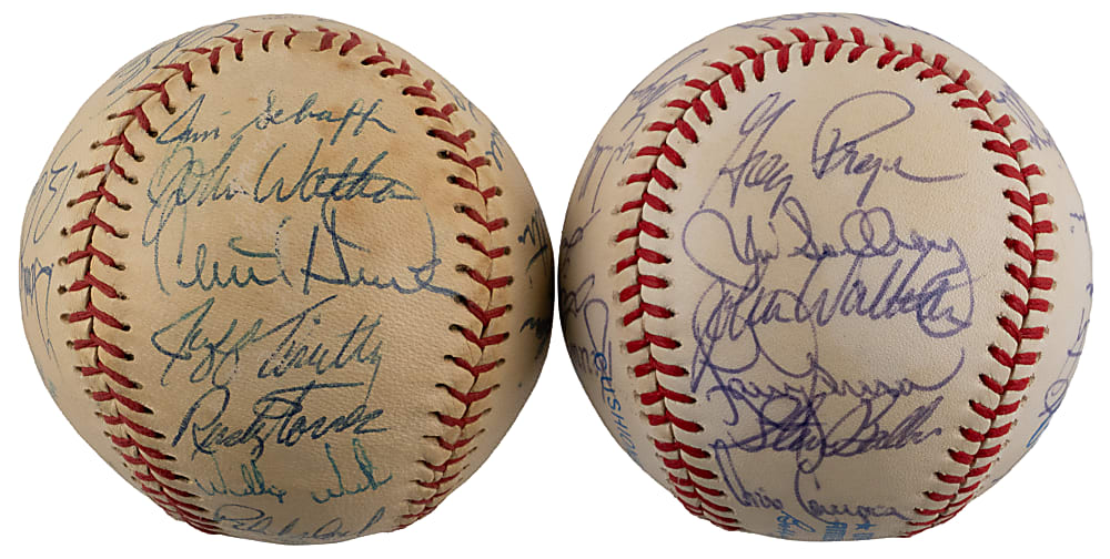Kansas City Royals Team-Signed Baseball Pair with 1980 American League Champions & 1985 World Series Champions