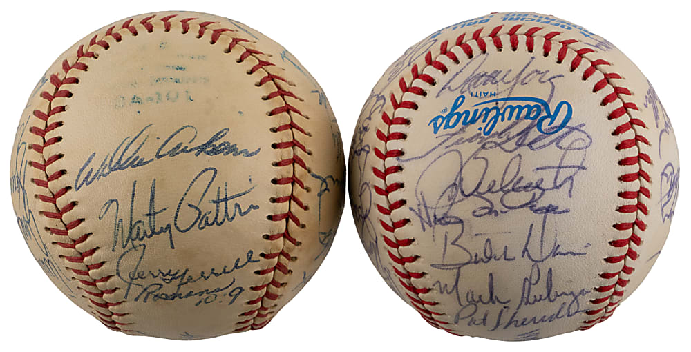 Kansas City Royals Team-Signed Baseball Pair with 1980 American League Champions & 1985 World Series Champions