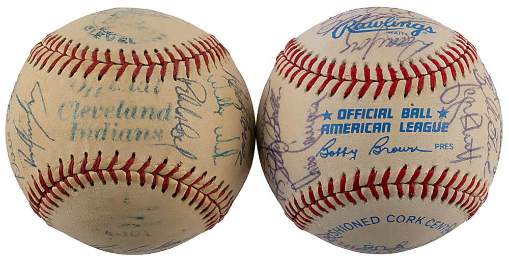 Kansas City Royals Team-Signed Baseball Pair with 1980 American League Champions & 1985 World Series Champions