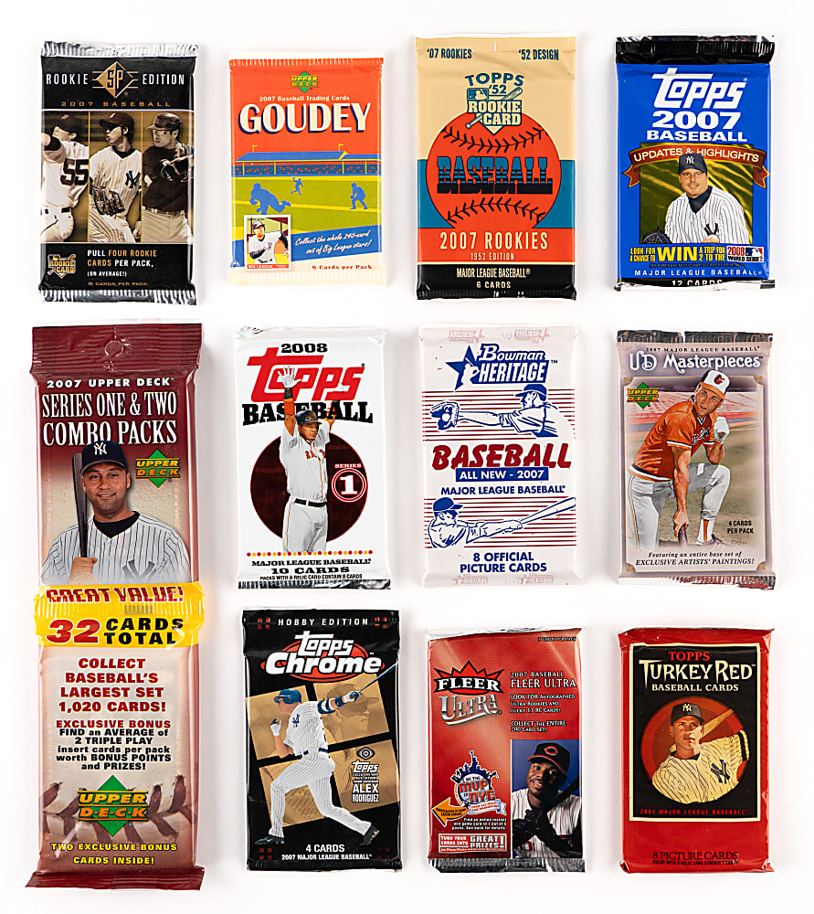 2007-2008 Baseball Unopened Pack Collection (35) with Premium Products