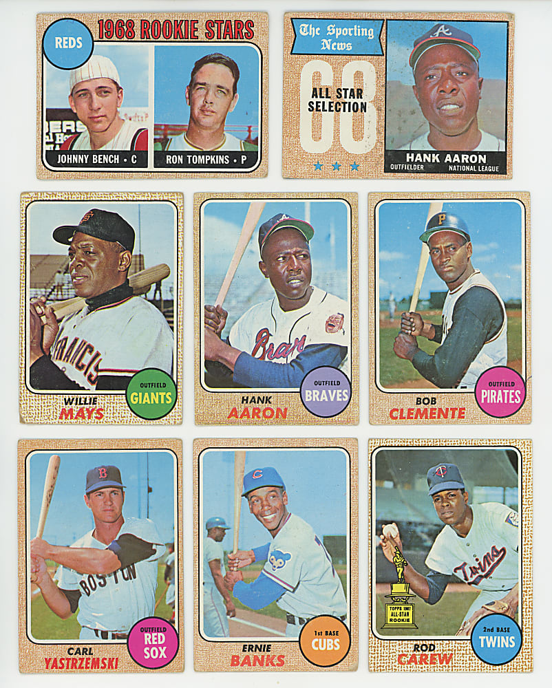 1968 Topps Starter Set (300/598) with Aaron, Bench Rookie, Clemente & Mays