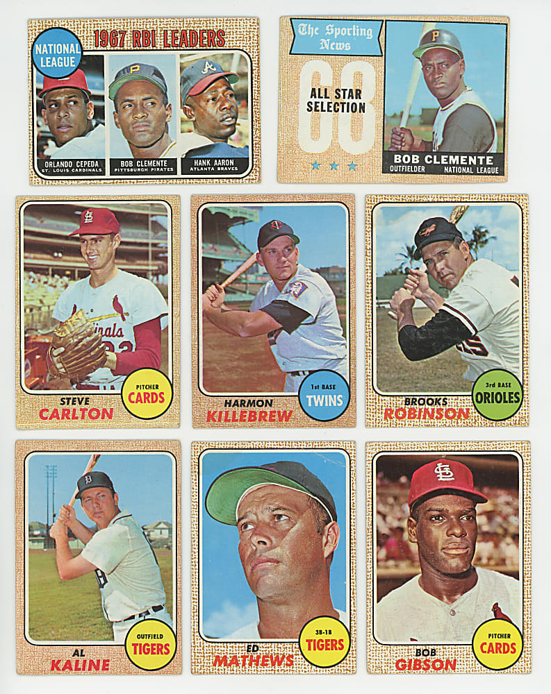 1968 Topps Starter Set (300/598) with Aaron, Bench Rookie, Clemente & Mays