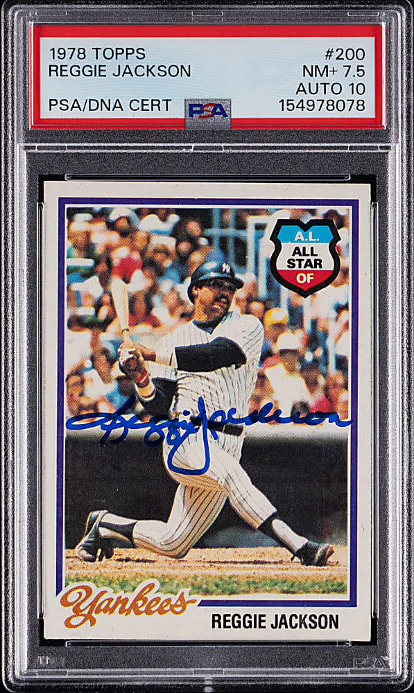 Signed 1978 Topps #200 Reggie Jackson PSA NM+ 7.5/Auto 10