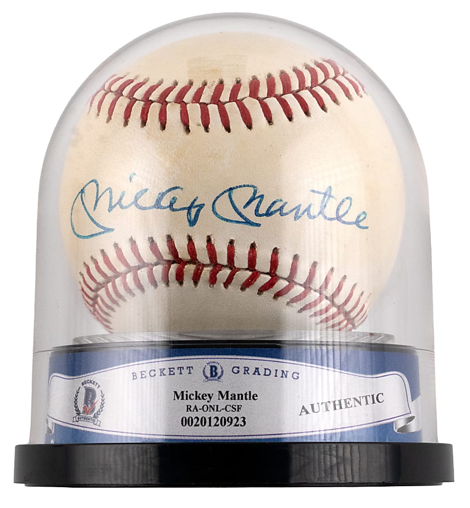 Mickey Mantle Single-Signed ONL/Feeney Baseball from Bill "Moose" Skowron Collection - Beckett Authentic/Skowron LOA