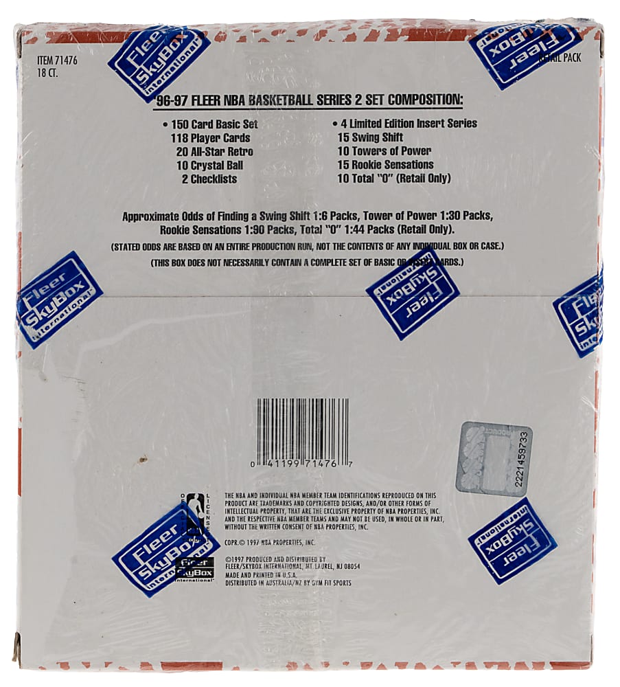1996-1997 Fleer Basketball Series 2 Factory Sealed Retail Box (18 Packs)