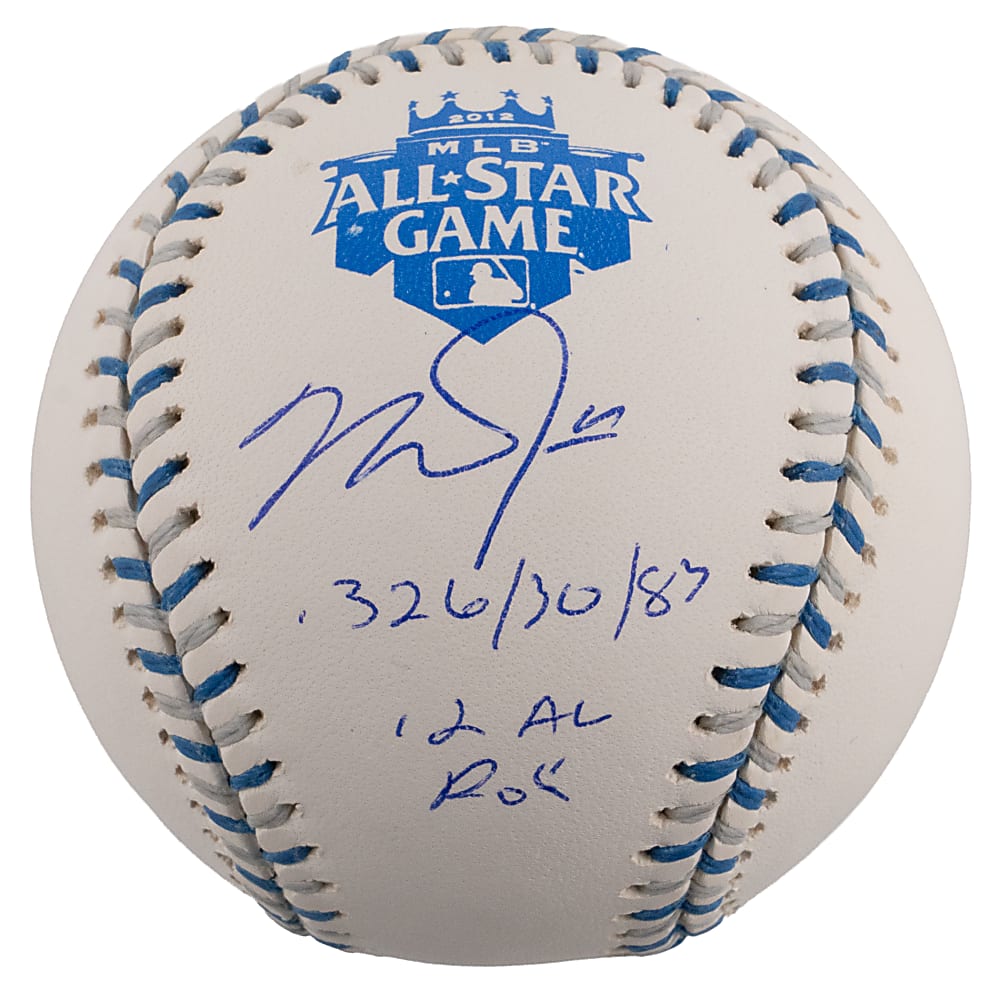 Mike Trout Signed 2012 All-Star Baseball Numbered "1/12" with Multiple Inscriptions - MLB Hologram Sticker