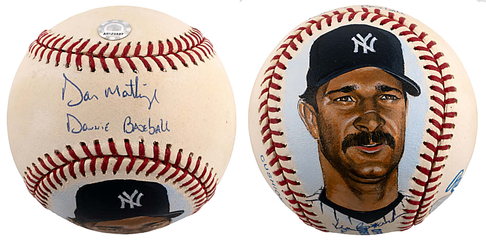 Don Mattingly Signed Art Portrait Baseball with Donnie Baseball Inscription - Steiner & MLB Hologram Stickers