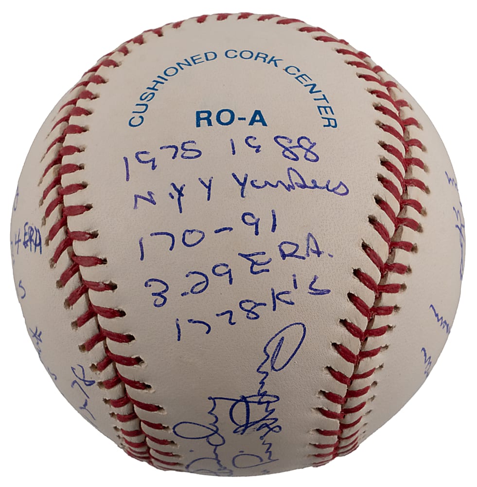 Ron Guidry Signed Stat Ball with Tremendous Inscriptions