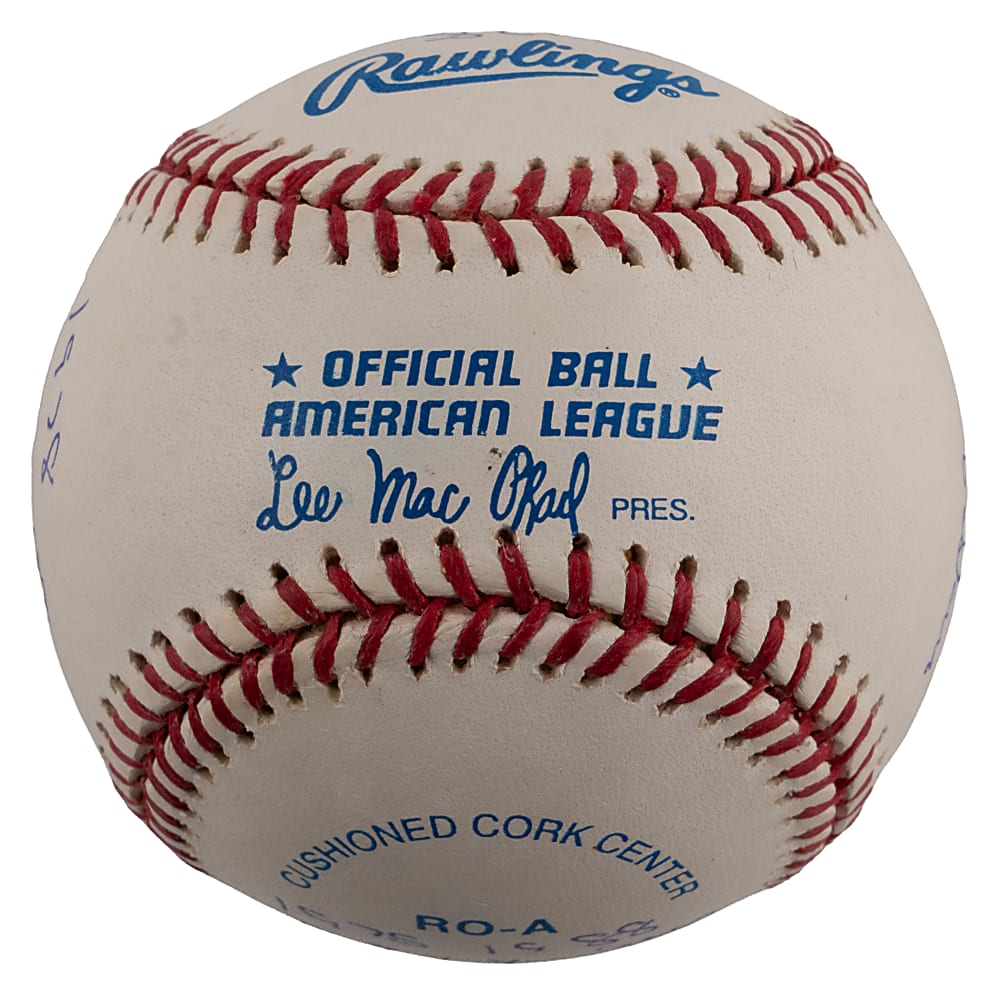 Ron Guidry Signed Stat Ball with Tremendous Inscriptions