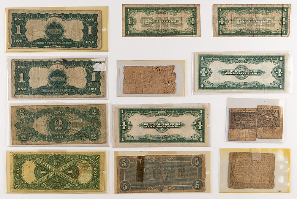 1770-1923 Paper Currency Collection (12) with (2) Colonial, (2) Confederate & (2) Black Eagle