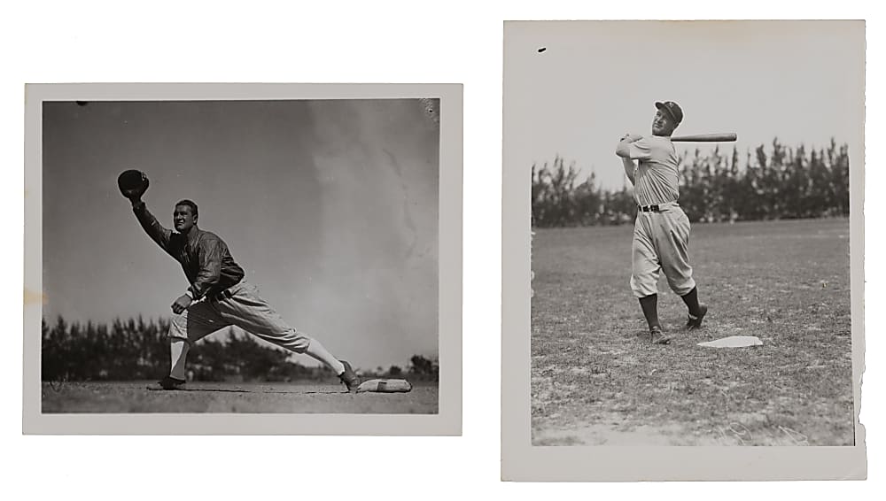 Circa 1970s Lou Gehrig Type II Photo Pair - PSA