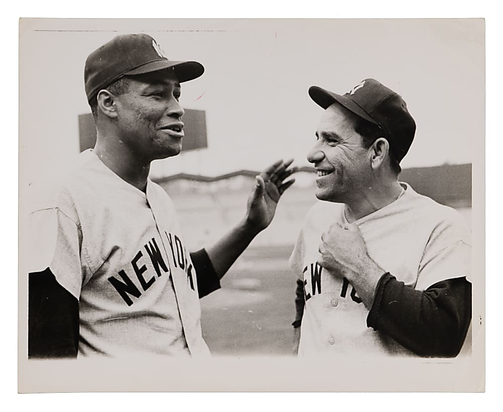 Circa 1963 Elston Howard and Yogi Berra Type I Original News Service Photo - PSA