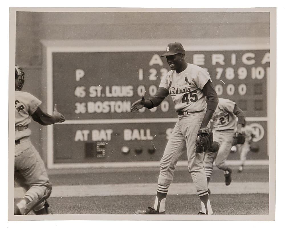 1967 Bob Gibson Game 7 World Series Type I Original News Service Photo - PSA