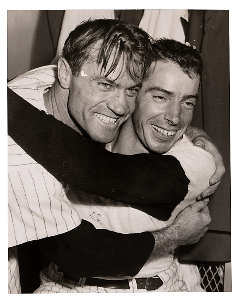 1951 Joe DiMaggio and Hank Bauer Type I Original News Service Photo - PSA