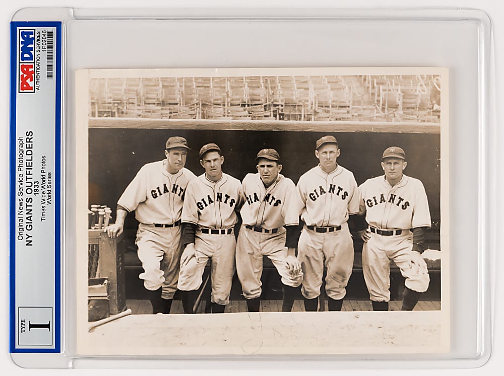 1933 New York Giants World Series Outfielders Type I Original News Service Photo