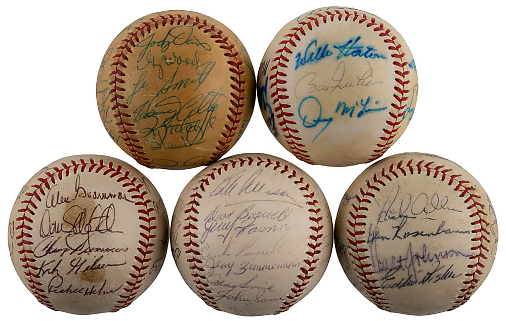 1965-1984 Midwest Team-Signed Baseball Collection (5) with 1968 Detroit Tigers