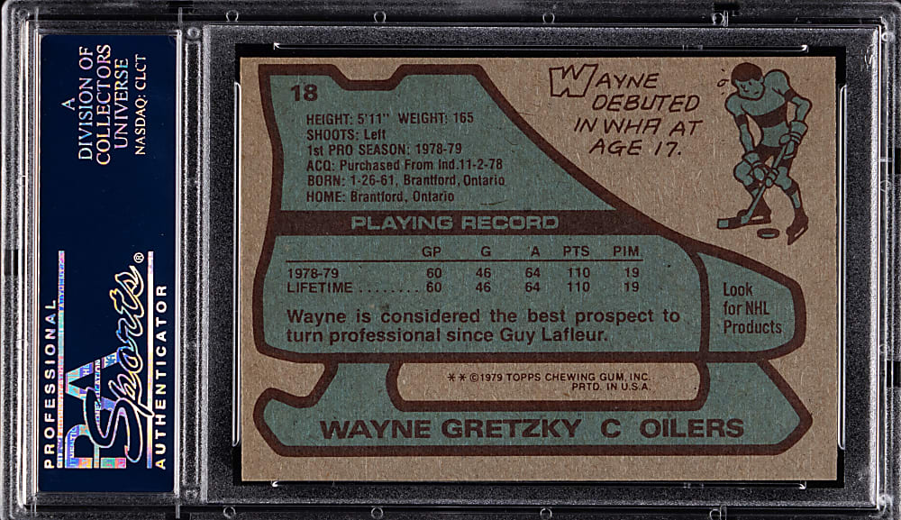 1979-1980 Topps Hockey #18 Wayne Gretzky Rookie PSA NM 7