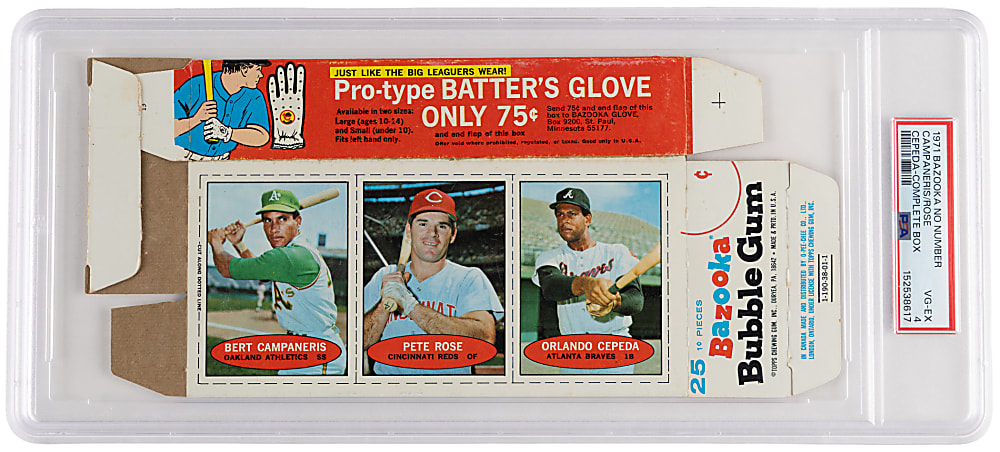 1971 Bazooka No Number Complete Box Pete Rose/Orlando Cepeda/Bert Campaneris PSA VG-EX 4