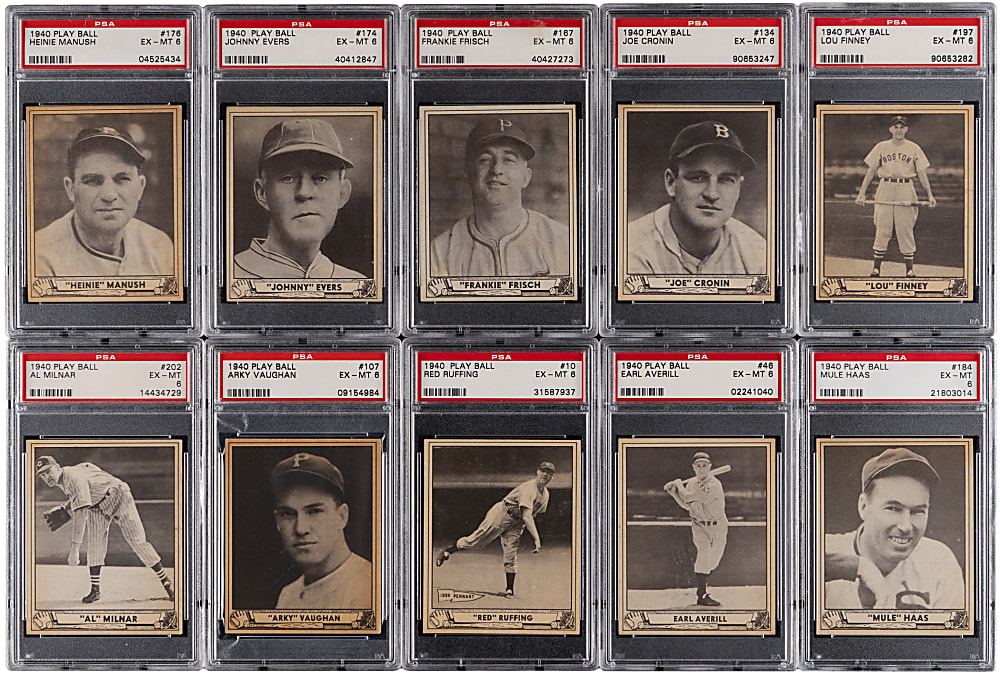 1940 Play Ball PSA EX-MT 6 Graded Collection (10) with (7) Hall of Famers & (3) High Numbers