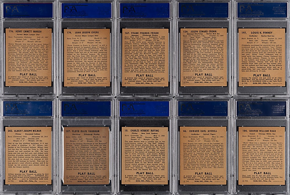 1940 Play Ball PSA EX-MT 6 Graded Collection (10) with (7) Hall of Famers & (3) High Numbers