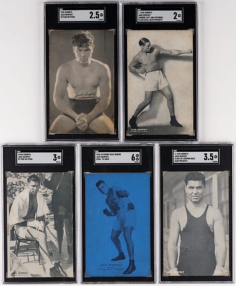 1925-1930 Boxing Exhibits Jack Dempsey SGC Graded Collection (5)